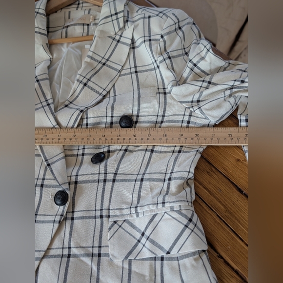 102.Nwt Choosy Plaid Double-Breasted Women's Blazer - Picture 4 of 4